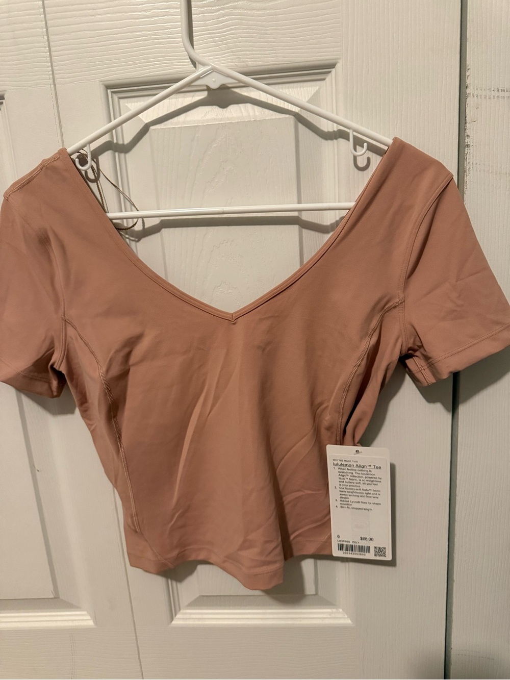 lululemon athletica V‑Neck Short Sleeve Crop Top in Dusty Rose